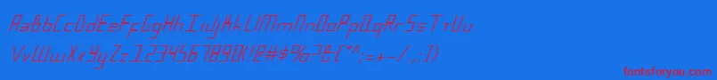 BlueJulyCondensed-Schriftart – Rote Schriften auf blauem Hintergrund