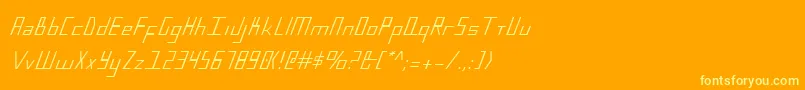 BlueJulyCondensed-Schriftart – Gelbe Schriften auf orangefarbenem Hintergrund