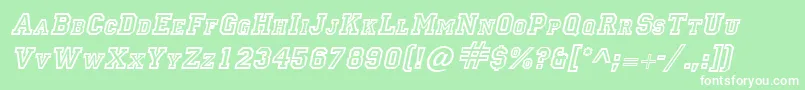 LettermanItalic-fontti – valkoiset fontit vihreällä taustalla
