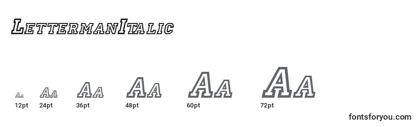 Размеры шрифта LettermanItalic