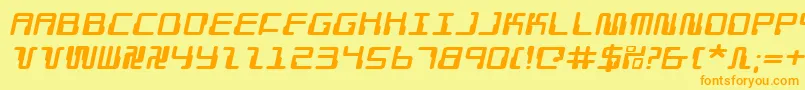 フォントDroidloverei – オレンジの文字が黄色の背景にあります。