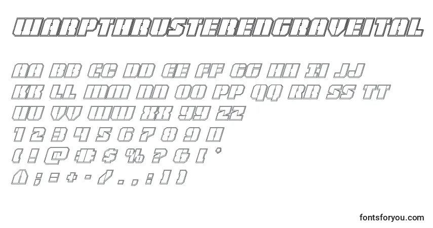 Шрифт Warpthrusterengraveital – алфавит, цифры, специальные символы