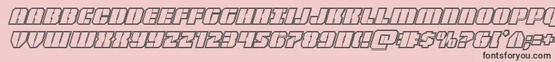 Fonte Warpthrusterengraveital – fontes pretas em um fundo rosa