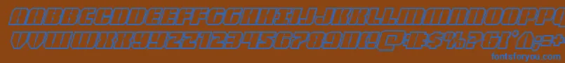 Warpthrusterengraveital Font – Blue Fonts on Brown Background