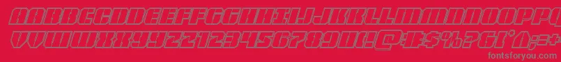 Fonte Warpthrusterengraveital – fontes cinzas em um fundo vermelho