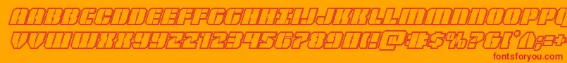 Шрифт Warpthrusterengraveital – красные шрифты на оранжевом фоне