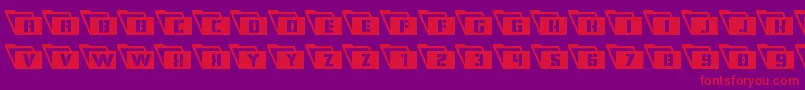 Eyesonlyleft-Schriftart – Rote Schriften auf violettem Hintergrund