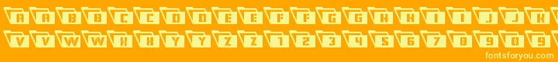 Eyesonlyleft-Schriftart – Gelbe Schriften auf orangefarbenem Hintergrund