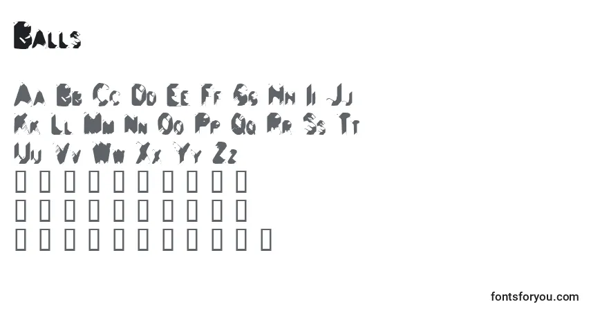 Czcionka Balls – alfabet, cyfry, specjalne znaki