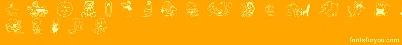 BabyCsp-Schriftart – Gelbe Schriften auf orangefarbenem Hintergrund