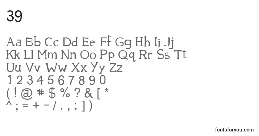 A fonte 39 – alfabeto, números, caracteres especiais