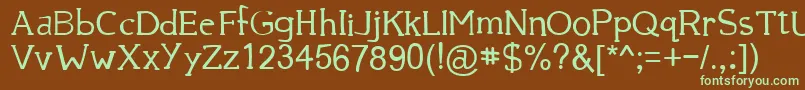 フォント39 – 緑色の文字が茶色の背景にあります。