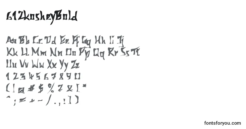 Шрифт 612kosheyBold – алфавит, цифры, специальные символы