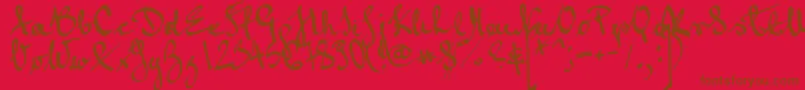フォントGrandDuchess – 赤い背景に茶色の文字