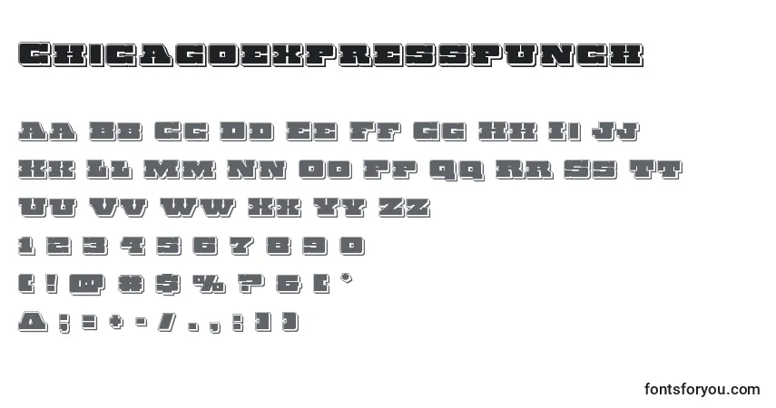 Chicagoexpresspunch-fontti – aakkoset, numerot, erikoismerkit