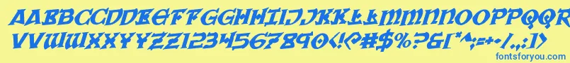 Warpriestrotaterotal Font – Blue Fonts on Yellow Background