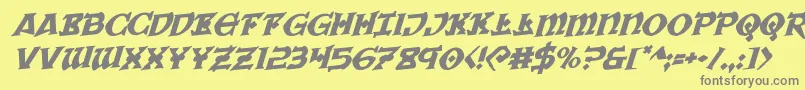 フォントWarpriestrotaterotal – 黄色の背景に灰色の文字