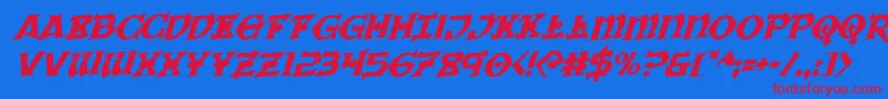 Warpriestrotaterotal Font – Red Fonts on Blue Background