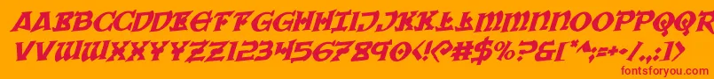 Шрифт Warpriestrotaterotal – красные шрифты на оранжевом фоне