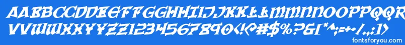 Warpriestrotaterotal Font – White Fonts on Blue Background