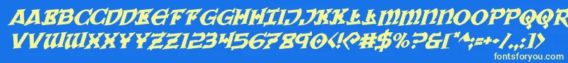 フォントWarpriestrotaterotal – 黄色の文字、青い背景