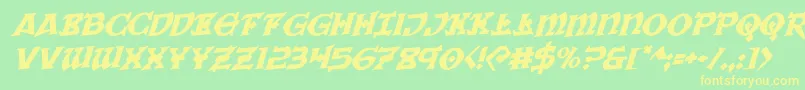 フォントWarpriestrotaterotal – 黄色の文字が緑の背景にあります