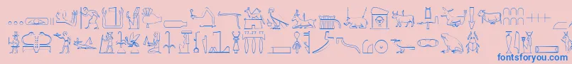 TheNileSong-Schriftart – Blaue Schriften auf rosa Hintergrund