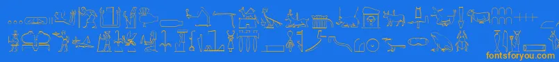 Weitere Informationen zur TheNileSong-Schriftart TheNileSong-Schriftart – Orangefarbene Schriften auf blauem Hintergrund