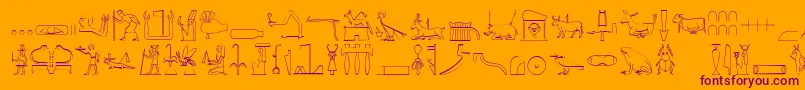 TheNileSong-Schriftart – Violette Schriften auf orangefarbenem Hintergrund