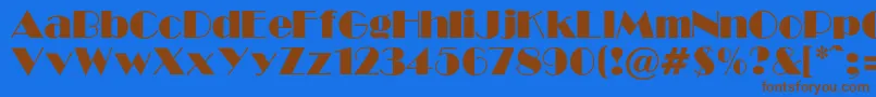 フォントGabroadwayNormal – 茶色の文字が青い背景にあります。