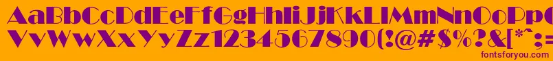 GabroadwayNormal-fontti – violetit fontit oranssilla taustalla