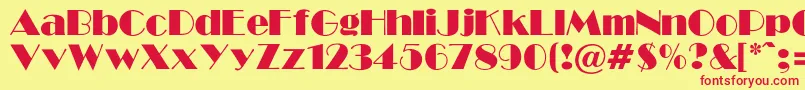 GabroadwayNormal-fontti – punaiset fontit keltaisella taustalla