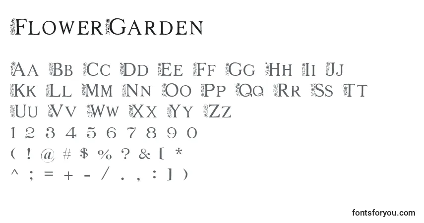 Fuente FlowerGarden - alfabeto, números, caracteres especiales