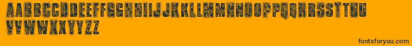 Vtksbandana-Schriftart – Schwarze Schriften auf orangefarbenem Hintergrund