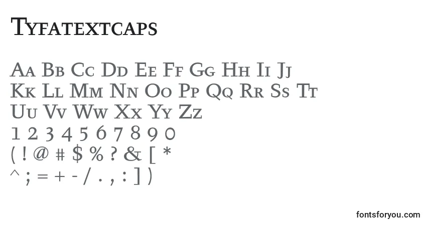 A fonte Tyfatextcaps – alfabeto, números, caracteres especiais