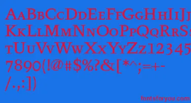 Tyfatextcaps font – Red Fonts On Blue Background
