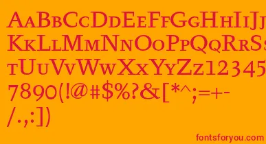 Tyfatextcaps font – Red Fonts On Orange Background