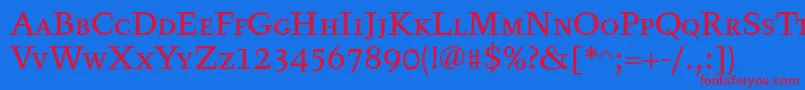 Tyfatextcaps Font – Red Fonts on Blue Background