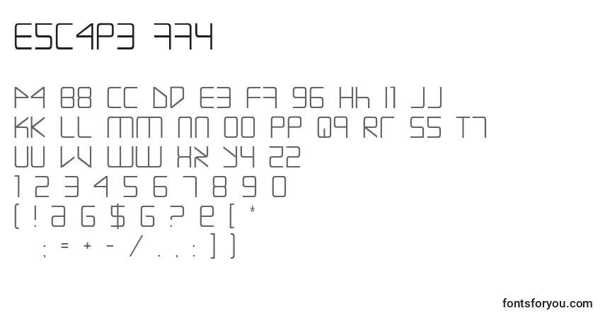 Schriftart Escape ffy – Alphabet, Zahlen, spezielle Symbole