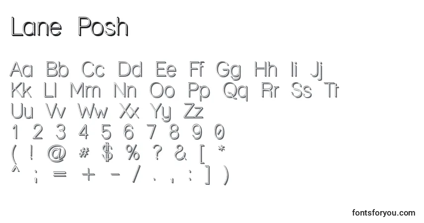 Schriftart Lane Posh – Alphabet, Zahlen, spezielle Symbole