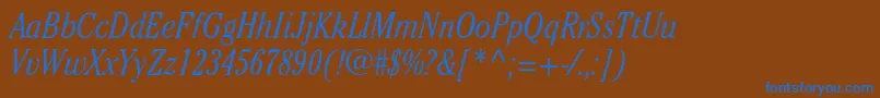 CheltenhamstdLightcondit-fontti – siniset fontit ruskealla taustalla