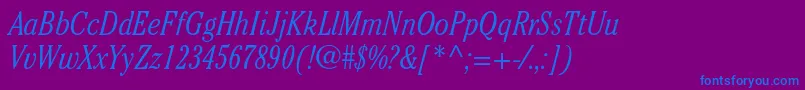 フォントCheltenhamstdLightcondit – 紫色の背景に青い文字