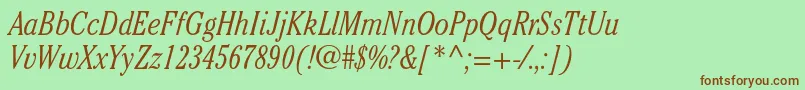 CheltenhamstdLightcondit Font – Brown Fonts on Green Background