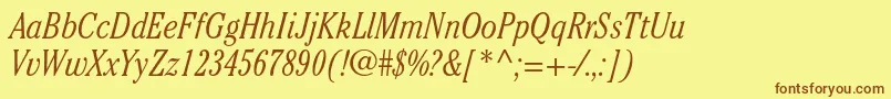CheltenhamstdLightcondit-fontti – ruskeat fontit keltaisella taustalla
