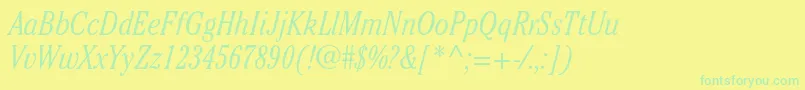 CheltenhamstdLightcondit Font – Green Fonts on Yellow Background
