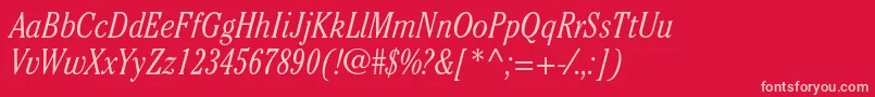 CheltenhamstdLightcondit-fontti – vaaleanpunaiset fontit punaisella taustalla