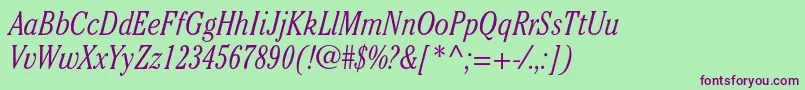 CheltenhamstdLightcondit Font – Purple Fonts on Green Background