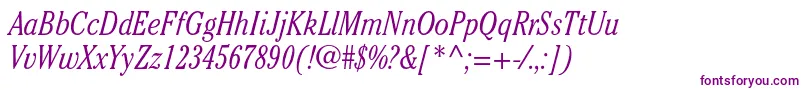 CheltenhamstdLightcondit-Schriftart – Violette Schriften auf weißem Hintergrund