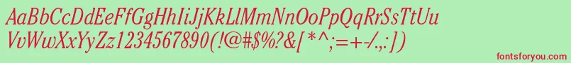 CheltenhamstdLightcondit Font – Red Fonts on Green Background