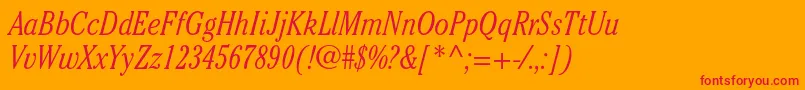 CheltenhamstdLightcondit-Schriftart – Rote Schriften auf orangefarbenem Hintergrund